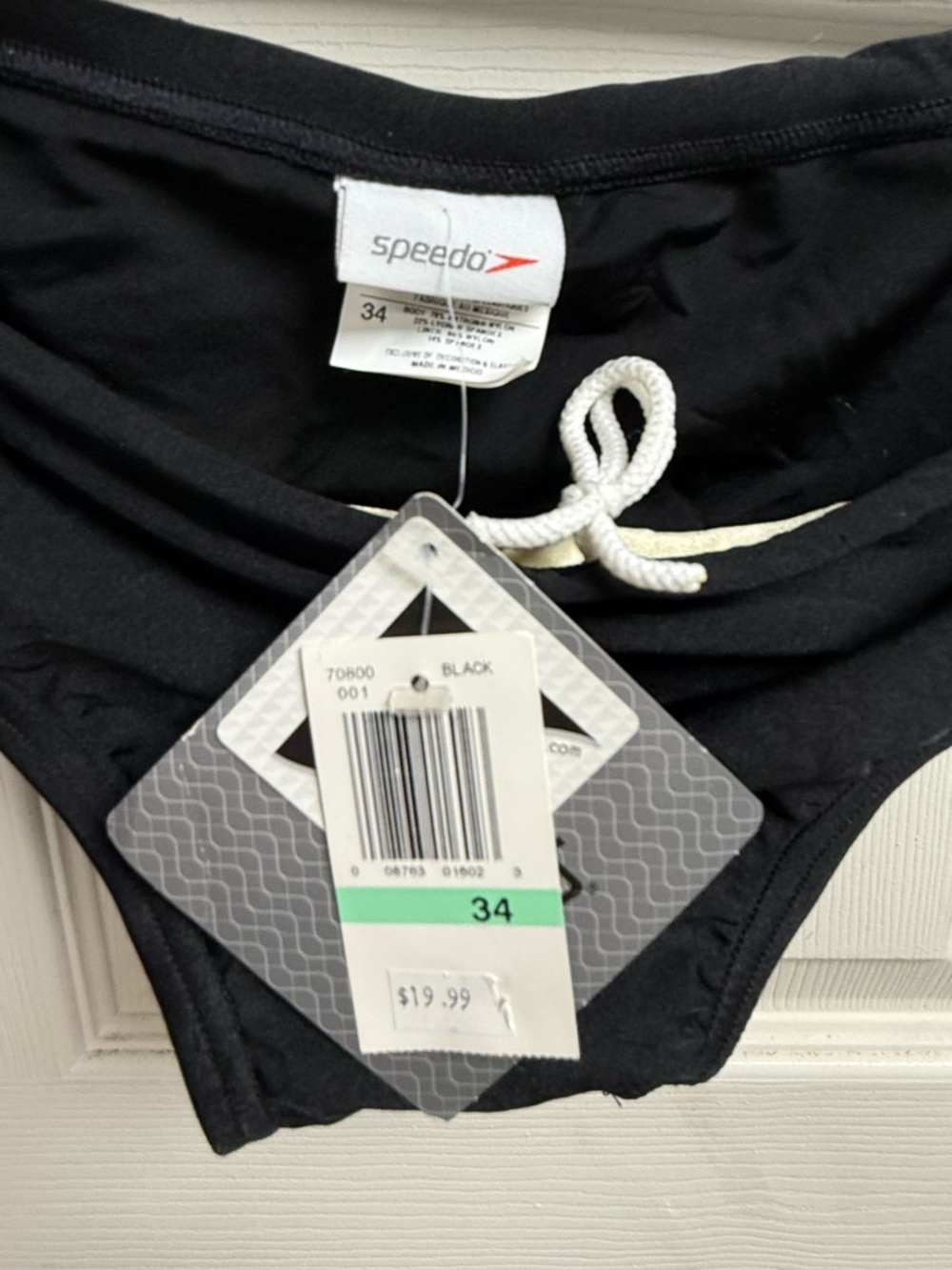 Speedo Black Men's Swim Briefs with White Logo 34 NWT - Picture 3 of 3
